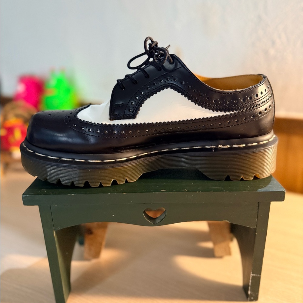 Dr. Martens Black and White Brogue Loafers 3989 - Picture 8 of 10